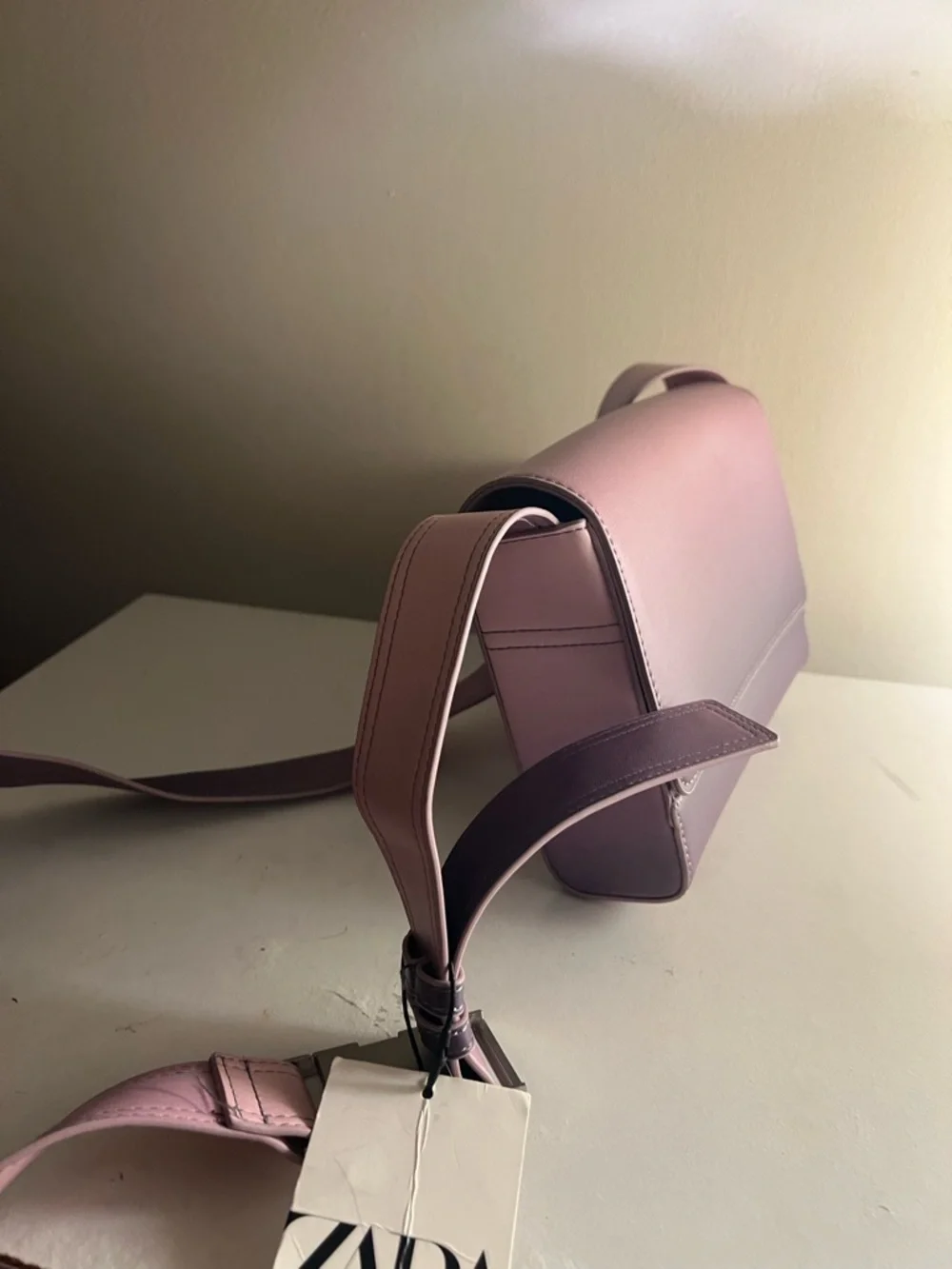 Zara Women’s Gradient Purple Crossbody Bag with Pink Strap